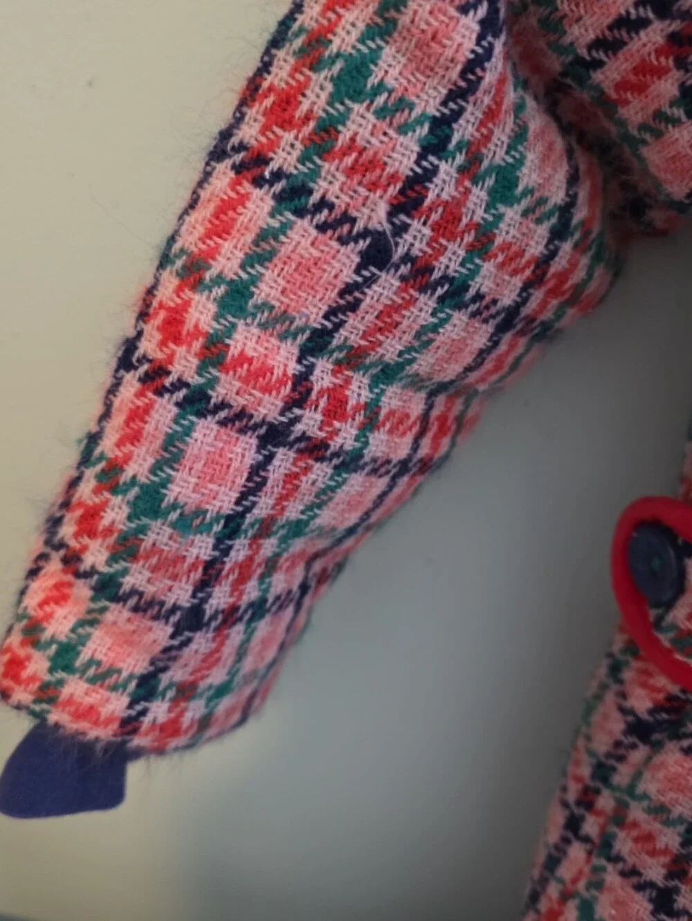 Wildflowers Size 4 Or 4t Christmas Winter Pink Plaid Pea Coat with Navy Trim